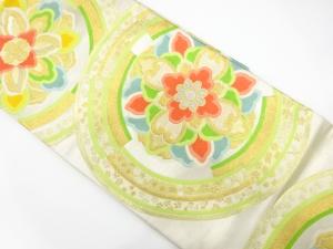 アンティーク　丸紋に華紋織り出し袋帯（着用可）